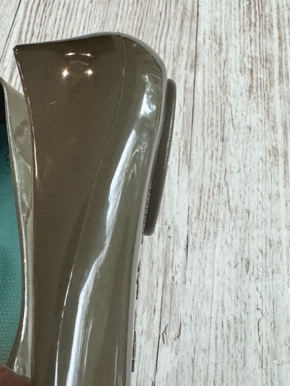 Oka B. Olive Eco-Friendly BioBased Shiny Patent Ballet Flats - Teal Insole 8 - Picture 6 of 11